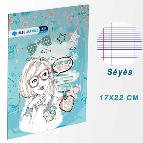 Carnet TSI A5 192 Pages Quadrillé - Couverture Bleue Avec élastique Et Poche